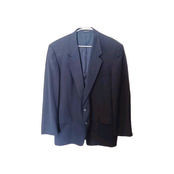 Vtg PERRY ELLIS 46R Navy Blue Wool Blazer MADE IN USA The Coach House 80s 90s - Picture 1 of 14